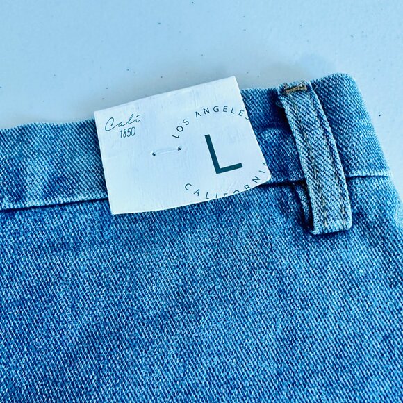 CALI 1850 LOS ANGELES DROP WAIST PLEATED MINI BLUE DENIM JEAN SKIRT LARGE JR - Picture 6 of 6